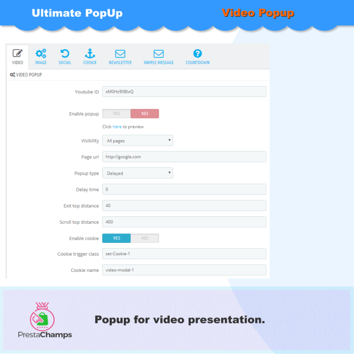 Module Ultimate Pop-up pour PrestaShop