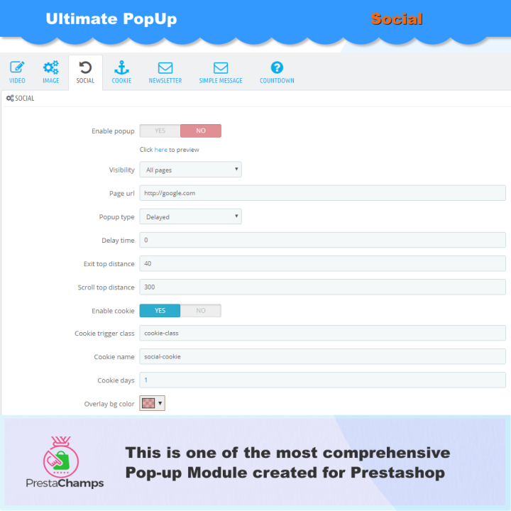 Ultimate Pop-up PrestaShop-modul felugró ablakokhoz