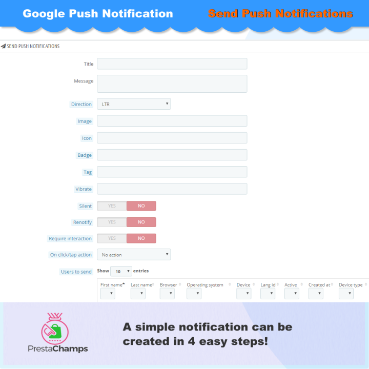 Push-értesítés modul PrestaShop-hoz