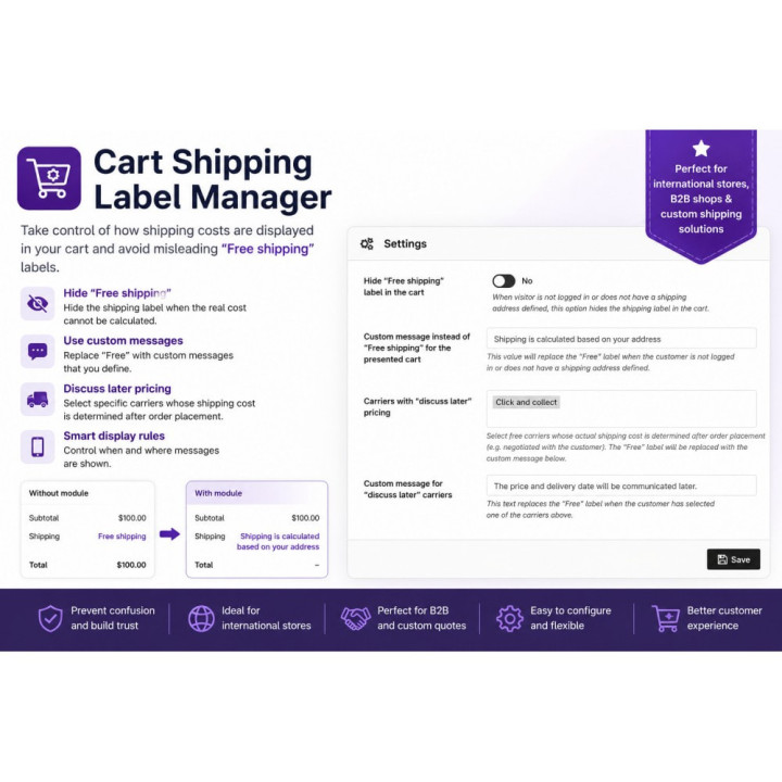 Shipping Cost Label Manager for PrestaShop | PrestaChamps