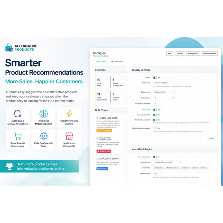 Produits alternatifs intelligents – Recommandations basées sur les caractéristiques