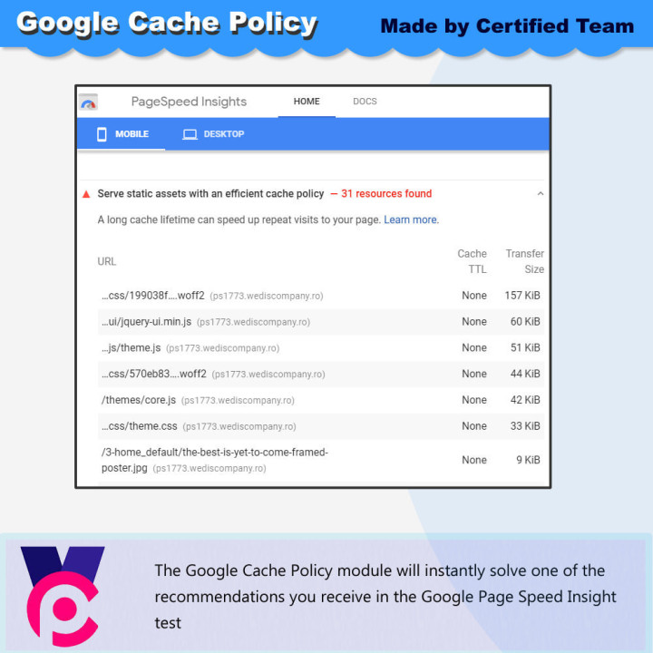 Google-Cache-Richtlinie – PrestaShop-Modul