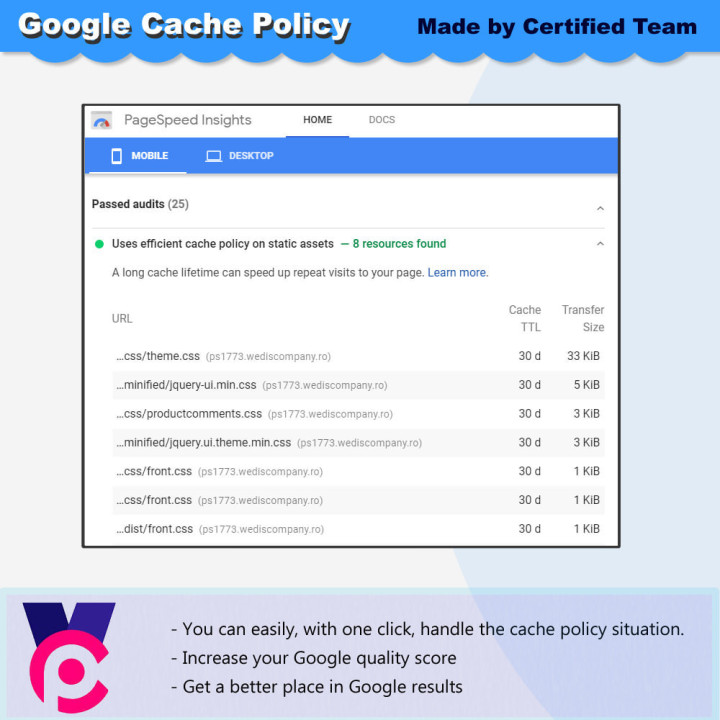 Google Cache Policy – Module PrestaShop