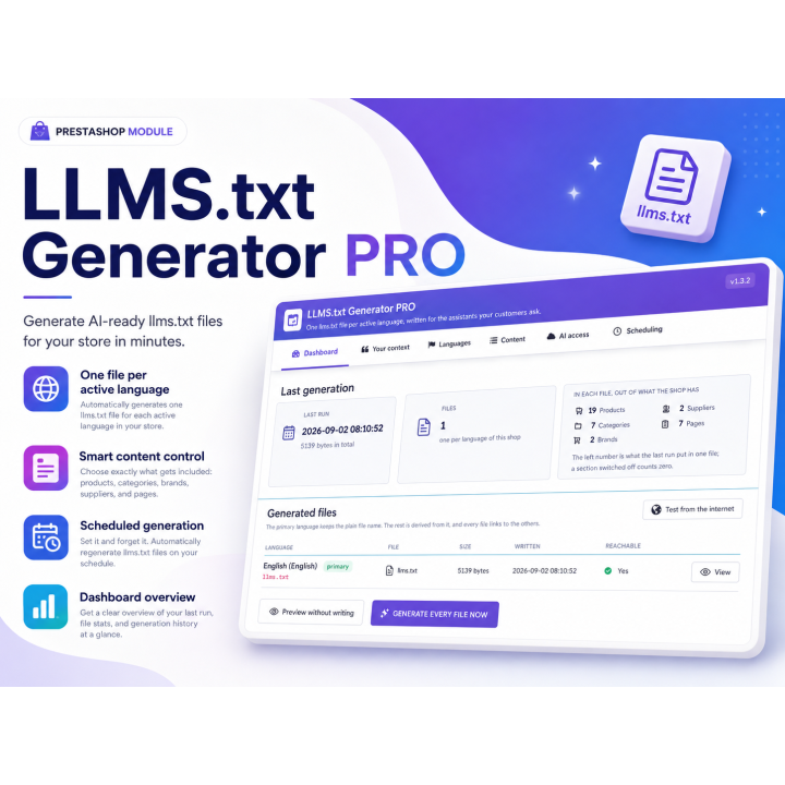 LLMS.txt Generator PRO for PrestaShop | PrestaChamps