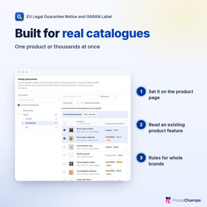 PrestaShop module: EU legal guarantee notice and GARAN label