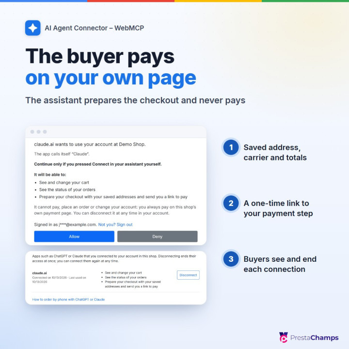 El comprador paga en su propia página de pago