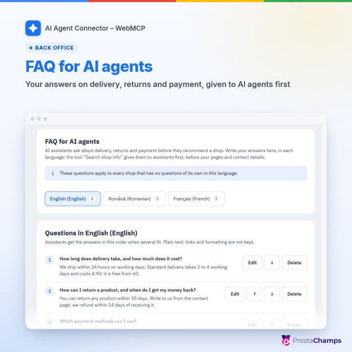 FAQ para agentes de IA: sus respuestas sobre envío, devoluciones y pago