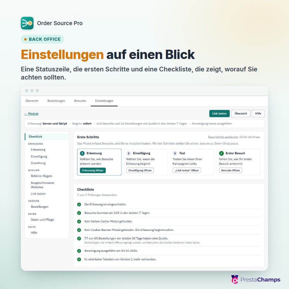 Einstellungen auf einen Blick
