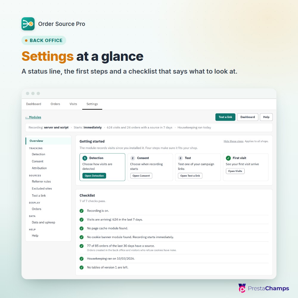 Settings at a glance