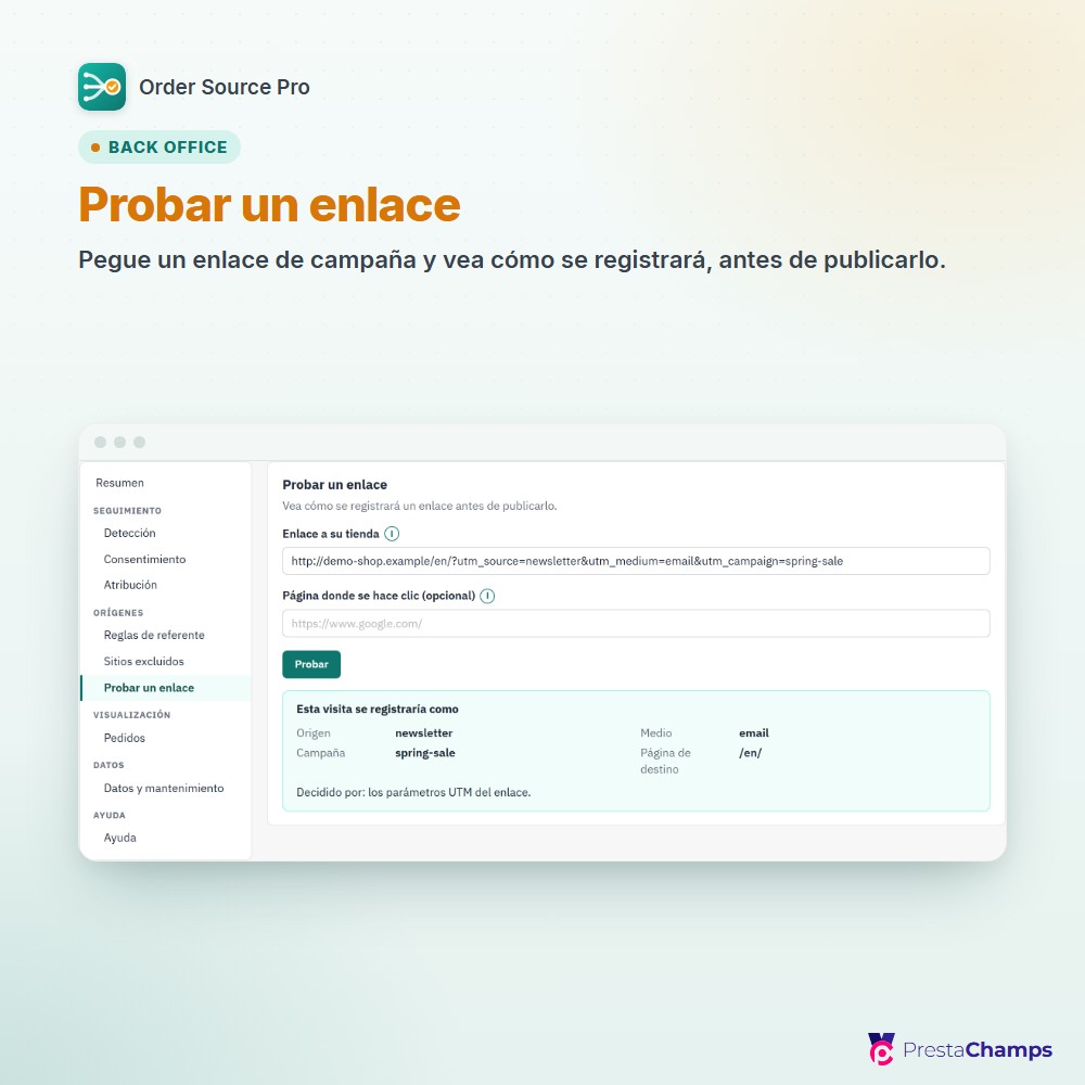 Probar un enlace