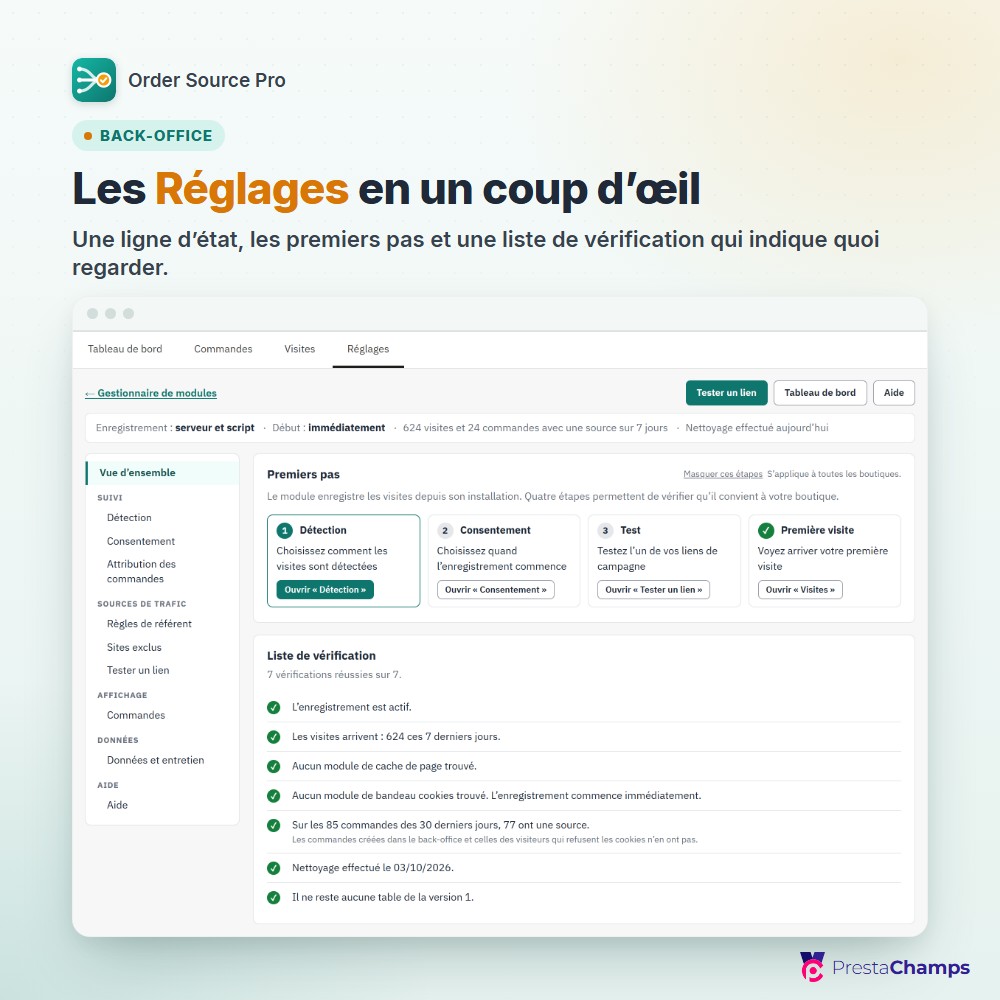 Les Réglages en un coup d’œil