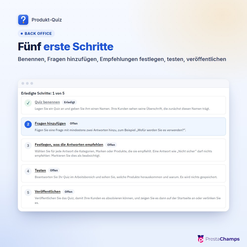 Fünf erste Schritte