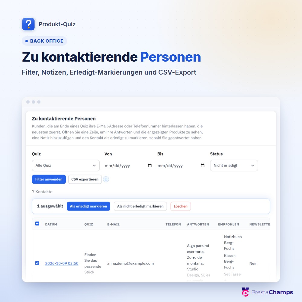 Zu kontaktierende Personen