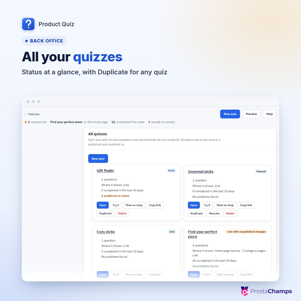 All your quizzes