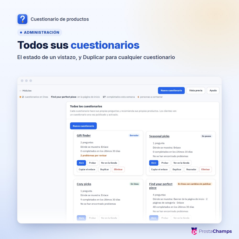 Todos sus cuestionarios