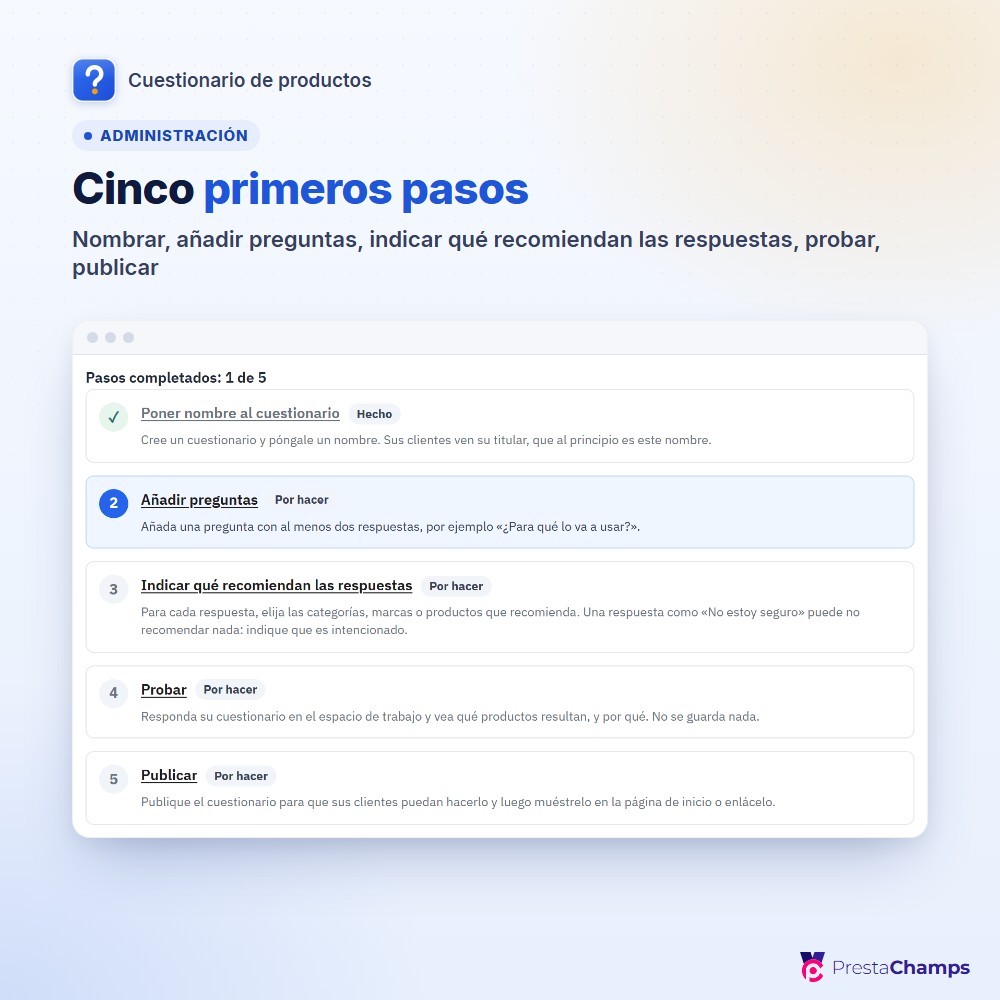 Cinco primeros pasos