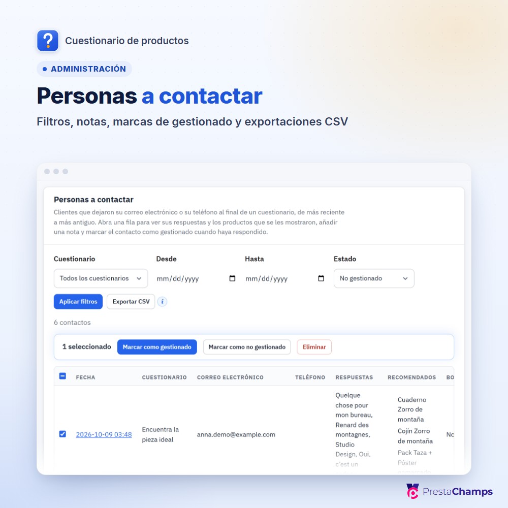 Personas a contactar