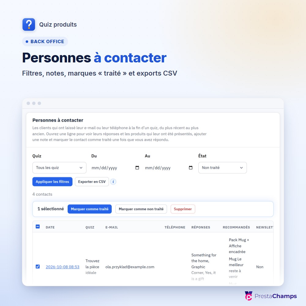 Personnes à contacter