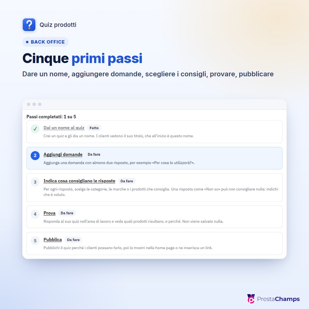 Cinque primi passi